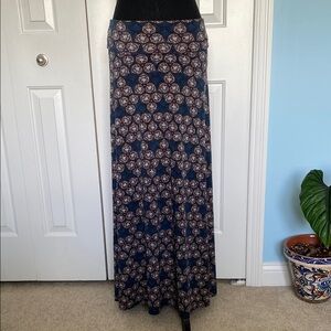 LuLaRoe XS Blue Multicolor Boho Patterned Maxi Skirt Can Be Worn As A Dress